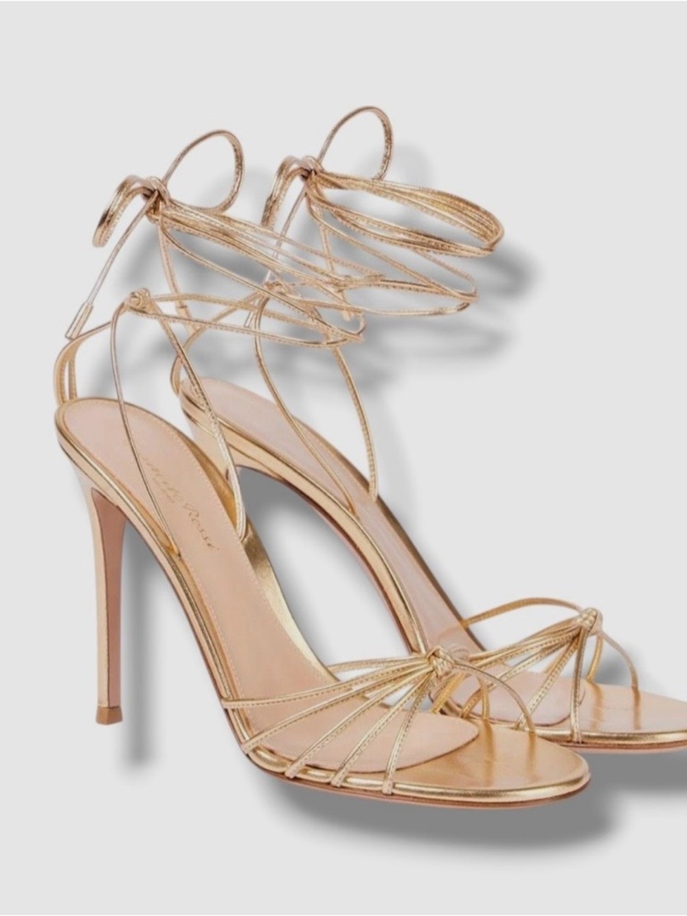Gianvito Rossi Metallic Gold Lace-Up Stiletto Sandals